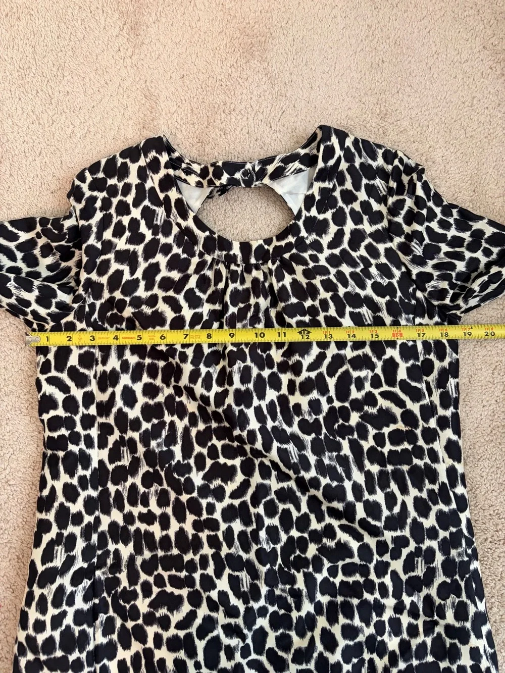 Kate Spade Dorothy Black Leopard Print‎ Bow Silk Shift Midi Dress Women’s Size 6